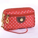 Dames cosmetica etui met stippen Meerdere ritsvakjes Voorkant vak Lusje voor om de pols Polyester en PU leer 14,5 x 9,5 x 5 cm 2
