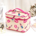 Dames cosmetica tas in de vorm van een koffer met print Handvat en rits rondom de bovenkant Polyester 15 x 16 x 22 cm Voor make-up 10