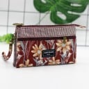 Dames cosmetica tas met bloemenpatroon en handvat voor om de pols Twee ritscompartimenten Katoen met polyester 19 x 11 x 2 cm 1