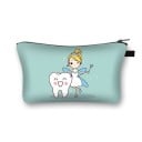 Dames cosmetica tas met een print van glimlachende tandjes Polyester tas met rits en een breed bodemformaat Afmeting 13 x 21,5 cm Zwarte binnenkant 9