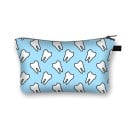 Dames cosmetica tas met een print van glimlachende tandjes Polyester tas met rits en een breed bodemformaat Afmeting 13 x 21,5 cm Zwarte binnenkant 1