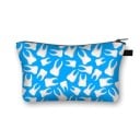 Dames cosmetica tas met een print van glimlachende tandjes Polyester tas met rits en een breed bodemformaat Afmeting 13 x 21,5 cm Zwarte binnenkant 12