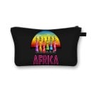 Dames cosmetica tas met geïllustreerde print Portretten van vrouwen en Afrikaanse motieven Polyester tas met rits 13 x 21,5 cm Make-up etui 2