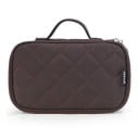 Dames cosmetica tas met gestikt ruitpatroon Nylon rits tas met metalen trekstangen Organizer voor make-up en kwasten 5