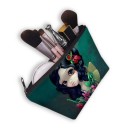 Dames cosmetica tas met illustratie van een sprookjesachtig meisje met grote ogen Rits met lus Polyester 13 x 21,5 cm Voor make-up, kwasten 17