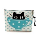 Dames cosmetica tas met kattenprint Platte polyester tas met rits en handlus 22 x 4 x 13 cm Voor cosmetica en kleine spulletjes 8