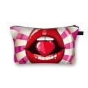 Dames cosmetica tas met lippen en kusjes print Etui voor make-up en kwasten van polyester Rits met lus Afmeting 13 x 21,5 cm Zwarte binnenkant 14