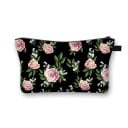 Dames cosmetica tas met opvallende rozenprint Ritsluiting met lus Zwarte binnenkant Polyester 13 x 21,5 cm Voor make-up en kwasten 14