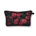 Dames cosmetica tas met opvallende rozenprint Ritsluiting met lus Zwarte binnenkant Polyester 13 x 21,5 cm Voor make-up en kwasten 21