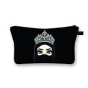 Dames cosmetica tas met print van een vrouw in een hijab Polyester make-up en kleine spullen tas met rits en lus Afmeting 13 x 21,5 cm 9
