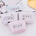 Dames cosmetica tas met rits met marmerpatroon en Engelse tekst Klein etui 12 x 9 x 3,5 cm van PU leer Voor in je tas en op reis 5