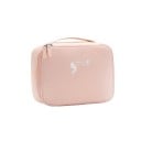 Dames cosmeticatas in de vorm van een koffer met handvat Verstelbare verdelers Transparante zak en lusjes voor kwasten Polyester 26 x 19 x 3