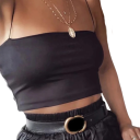 Dames crop top Dunne bandjes O-hals Effen korte top van polyester en spandex Rekbare zomer top 3