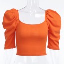 Dames crop top met gerimpelde schouders A1043 3