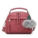 Dames crossbody handtas met bovenhandgreep en decoratieve hanger met pompons Voorvak met rits PU-leer en polyester 22 x 20 x 11 cm 5