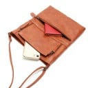 Dames crossbody handtas over de schouder Platte vorm Meer ritszakken Lange verstelbare schouderband PU leer in vintage stijl 23 x 26 cm 10