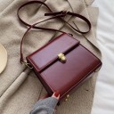 Dames crossbody handtas van PU-leer Vierkante vorm met klep Metalen sluiting Verstelbare riem met karabijnhaken Afmetingen 18,5 x 18,5 x 10 3