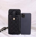 Dames crossbody handtas voor mobiele telefoon Ruitvormig patroon Voorkant met lus Afneembare ketting Echt leer 18,5 x 9 x 3 cm 7