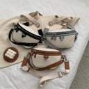 Dames crossbody tas in de vorm van een halve maan Tweekleurige schoudertas van PU-leer en polyester Met ritssluiting 25 x 9 x 16 cm 5