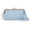 Dames crossbody tas in de vorm van een portemonnee Sluiting met balletjes met gouden frame Dunne schouderband Geribbeld PU leer 20 x 10 x 6 6