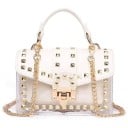 Dames crossbody tas met een klep versierd met studs Doorzichtig lichaam van PVC Gouden ketting Handvat Afmetingen 19 x 13 x 6 cm 2