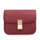 Dames crossbody tas met klep en rechthoekige metalen gesp Vierkante minimalistische vorm Smalle schouderband Echt leer en PU leer 13