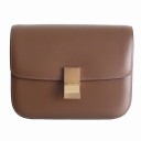 Dames crossbody tas met klep en rechthoekige metalen gesp Vierkante minimalistische vorm Smalle schouderband Echt leer en PU leer 15