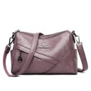 Dames crossbody tas met rits en diagonale panelen aan de voorkant Afneembare schouderband voor over de schouder of over het lichaam 28 x 6