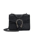 Dames crossbody tas met slangenpatroon en metalen gesp op de klep Kettingriem van donker metaal Donkere randafwerking Kunstleer 2