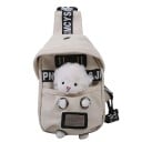 Dames crossbody tas van canvas met pluche schaap in de voorkant Pluche pootjes en beentjes Schouderband met opdruk 22 x 14 x 3 cm 2