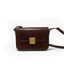 Dames crossbody tas van echt leer met flap Slangenhuid patroon Gouden decoratieve gesp Stevige vorm 20,5 x 15 x 7 cm Schouderriem 2