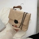 Dames crossbody tas van PU-leer met V-vormige stiksels Schoudertas met kettingriem en metalen gesp 28 x 19,5 x 8 cm 1