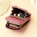 Dames crossbody tas voor mobiel en kaarten Geribbeld PU-leer Meer ritszakken Verstelbare schouderriem Gouden hardware 11 x 5 x 18 cm 8