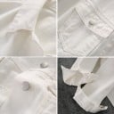 Dames denim jacket met een losse pasvorm Verlaagde schouders Twee borstzakken met klep Zijzakken Knopen sluiting Katoen en polyester 4