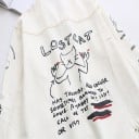 Dames denim jas oversize met tekeningen en teksten op de mouwen en rug Contrasterende stiksels Grote zakken Katoenen denim 4