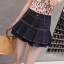 Dames denim minirok met ruches 5