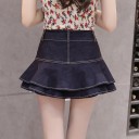 Dames denim minirok met ruches 2
