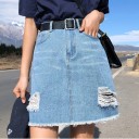 Dames denim rok met scheuren A1984 5