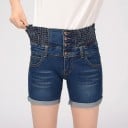 Dames denim shorts met hoge taille 1