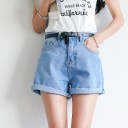 Dames denim shorts met riem 7