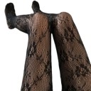 Dames doorschijnende visnetkousen met bloemenpatroon Elegante panty&#39;s Sexy elastische kousen met delicate bloemen mesh 3