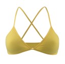 Dames driehoekige bh van geribbeld materiaal Dunne bandjes gekruist op de rug Smalle onderband Katoen, nylon en spandex 6