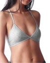 Dames driehoekige bh van geribbeld materiaal Dunne bandjes gekruist op de rug Smalle onderband Katoen, nylon en spandex 5