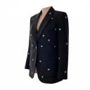Dames dubbele blazer met zilveren hartjes Decoratieve applicaties Spitse revers Zakjes Polyester en katoen Zwart Voor werk en feest 8