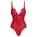 Dames Eendelig Badpak V-hals Dunne Bandjes Effen Bloemmotief Spandex Polyester Elastisch Zomer Elegante Badmode 5