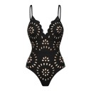 Dames Eendelig Badpak V-hals Dunne Bandjes Effen Bloemmotief Spandex Polyester Elastisch Zomer Elegante Badmode 4