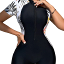Dames Eendelige Badmode Korte Mouwen Rits in de Hals Korte Onderkant Effen Polyester Spandex Sportieve Badmode 6