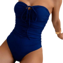 Dames Eendelige Badmode Zonder Schouderbanden Striksluiting Bij De Hals Effen Polyester Spandex Zomer Strandbadmode Voor Bij Het Zwembad 4