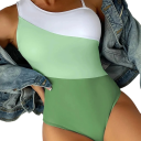 Dames Eendelige Badpakken Met Strepen Asymmetrische Schouderband Polyester Spandex Elastische Moderne Badpakken Voor Zee En Zwembad 6