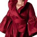 Dames Effen Blouse met V-hals Lange Mouwen Rimpeling Strikband in de Taille Elegante Blouse 2